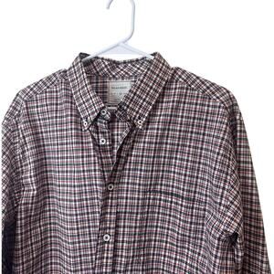 Billy Reid Men's Button Down Shirt Sz XL Red Blue Plaid Cotton Longsleeve Nice!